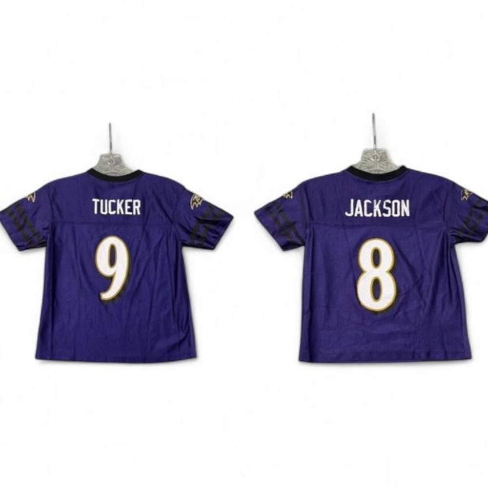 NFL Baltimore Ravens Kids Jersey Lot Lamar Jackson XS 4/5 & Justin Tucker S 6/7